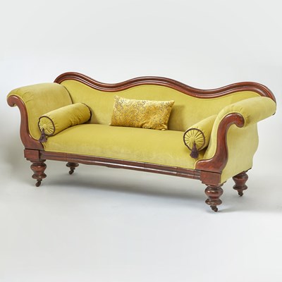 Lot 225 - Classical Upholstered Mahogany Sofa