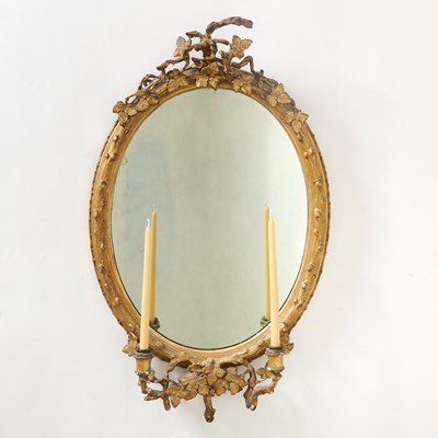 Lot 146 - George III Style Oval Two Light Girandole Mirror