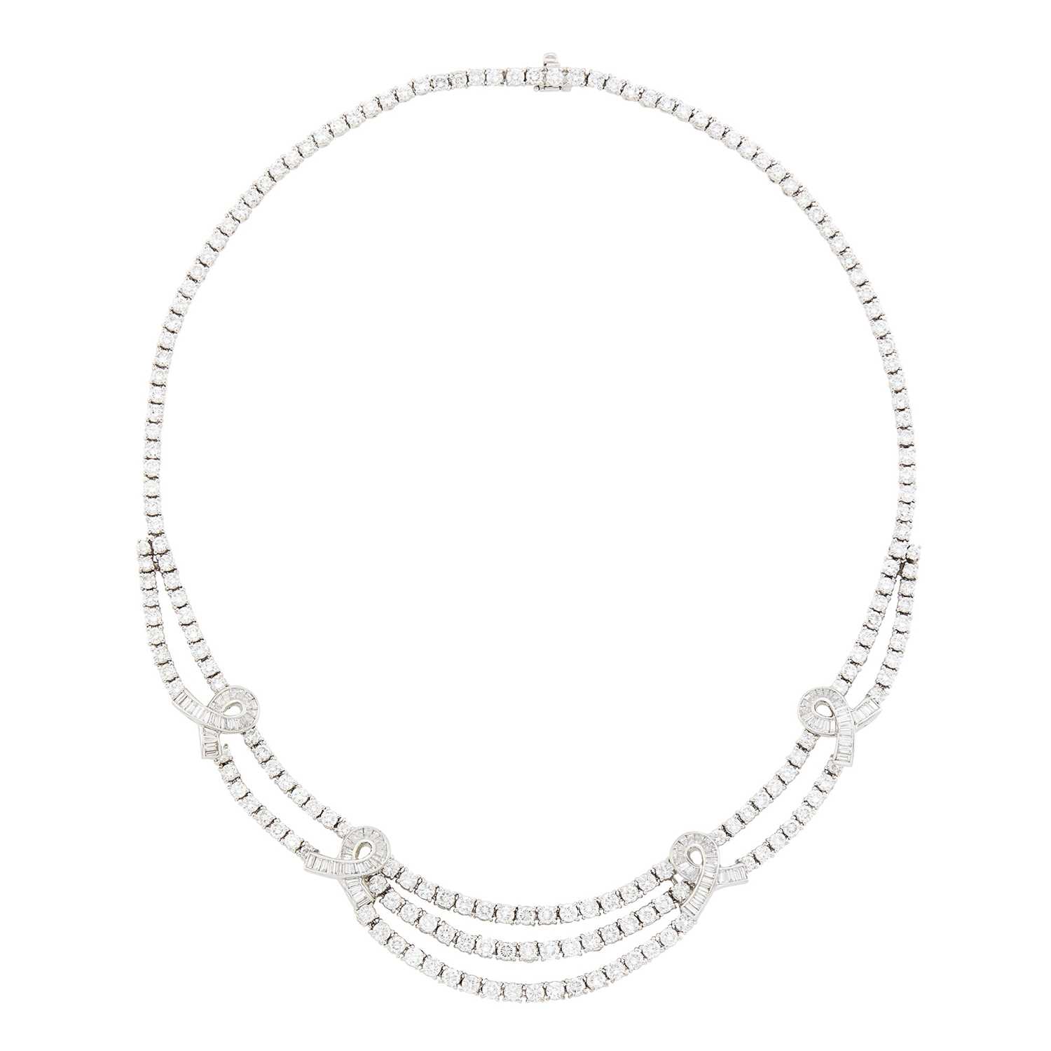 Lot 170 - White Gold and Diamond Swag Necklace