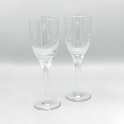 Lot 1108 - Set of Four Lalique "Angel" Pattern Champagne Flutes