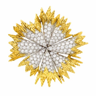 Lot 149 - Two-Color Gold and Diamond Clip-Brooch