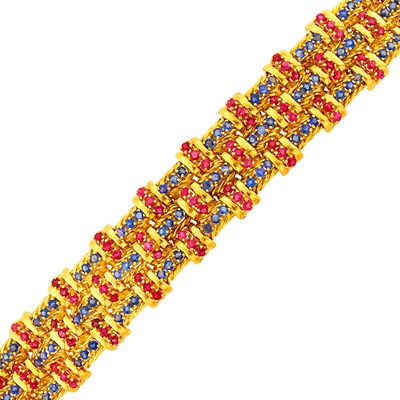 Lot 137 - Gold, Sapphire and Ruby Bracelet