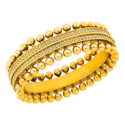 Lot 150 - Robert Phillips Brothers Antique Gold and Enamel Bangle Bracelet