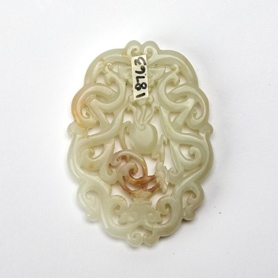 Lot 21 - A Chinese White Jade Openwork Plaque