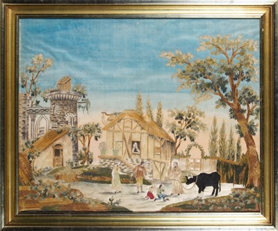 Lot 450 - George IV Silkwork Genre Scene