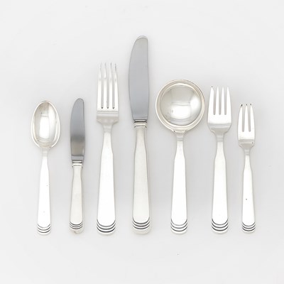 Lot 294 - H. Nils for Hans Hansen Sterling Silver "Ripple" Pattern Flatware Service