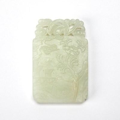 Lot 378 - A Chinese White Jade Plaque