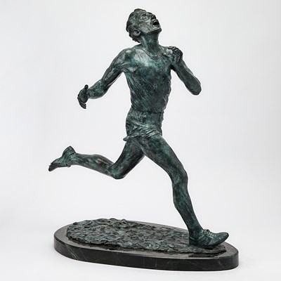 Lot 288 - Gary Eriksen Patinated Bronze Figure Titled "Four Minute Mile"