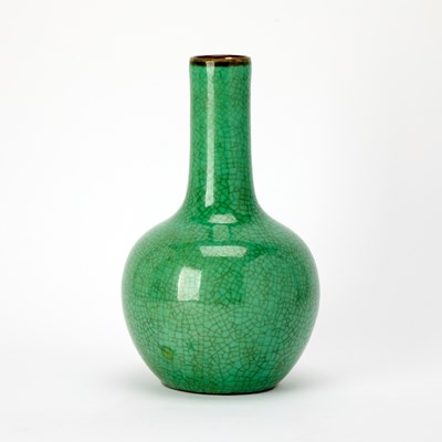 Lot 205 - A Chinese Apple Green Glazed Porcelain Bottle Vase