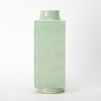 Lot 220 - A Chinese Celadon Glazed Porcelain Cong Vase