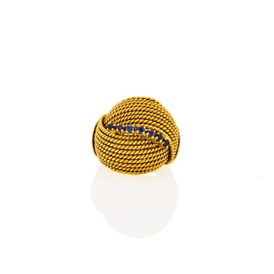 Lot 150 - B.W. Teller Gold and Sapphire Dome Ring