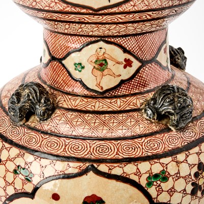 Lot 124 - A Large and Unusual Pair of Chinese Wucai Double Gourd Vases