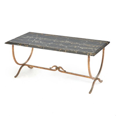 Lot 357 - Black Marble and Gilt Iron Low Table