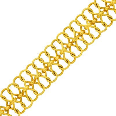 Lot 64 - Tiffany & Co., Schlumberger Wide Gold Bow Link Bracelet