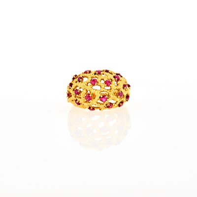 Lot 1072 - Dankner Gold and Ruby Dome Ring