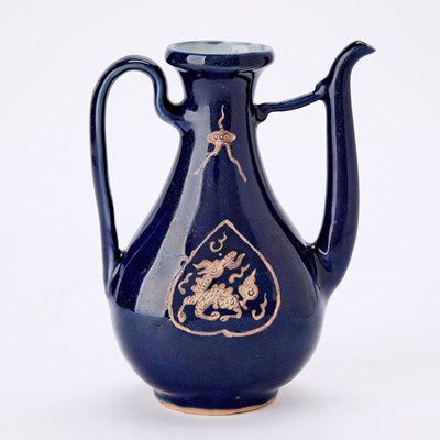 Lot 173 - A Rare Chinese Blue Glazed Porcelain Ewer