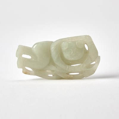 Lot 335 - A Chinese White Jade Figural Carving