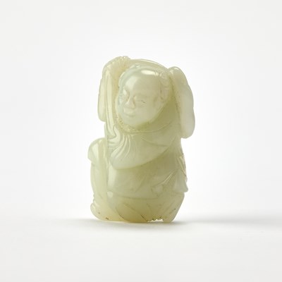 Lot 365 - A Chinese White Jade Figural Carving