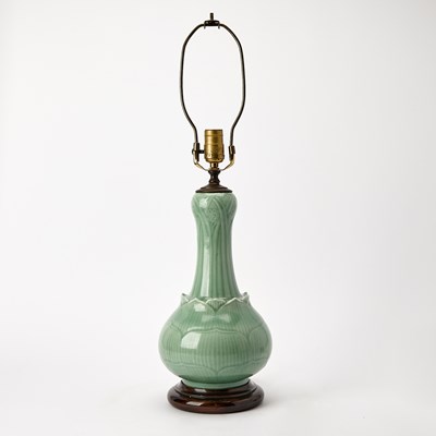 Lot 575 - A Chinese Celadon Glazed Porcelain Garlic-Head Vase