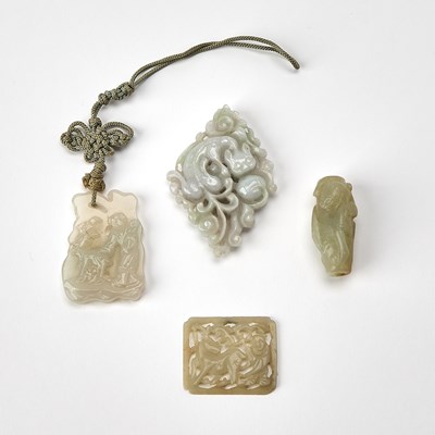 Lot 329 - Four Chinese Carved Jade Pendants