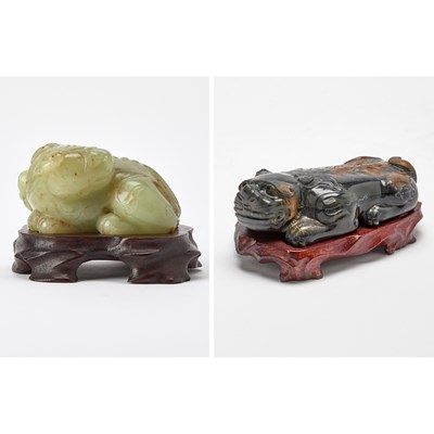 Lot 430 - Two Chinese Carved Jade Qilin