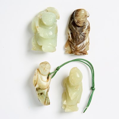 Lot 358 - Four Chinese Carved Jade Pendants of Boys