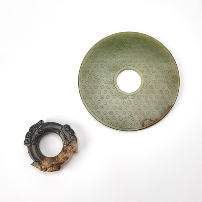 Lot 328 - Two Chinese Jade Bi Discs