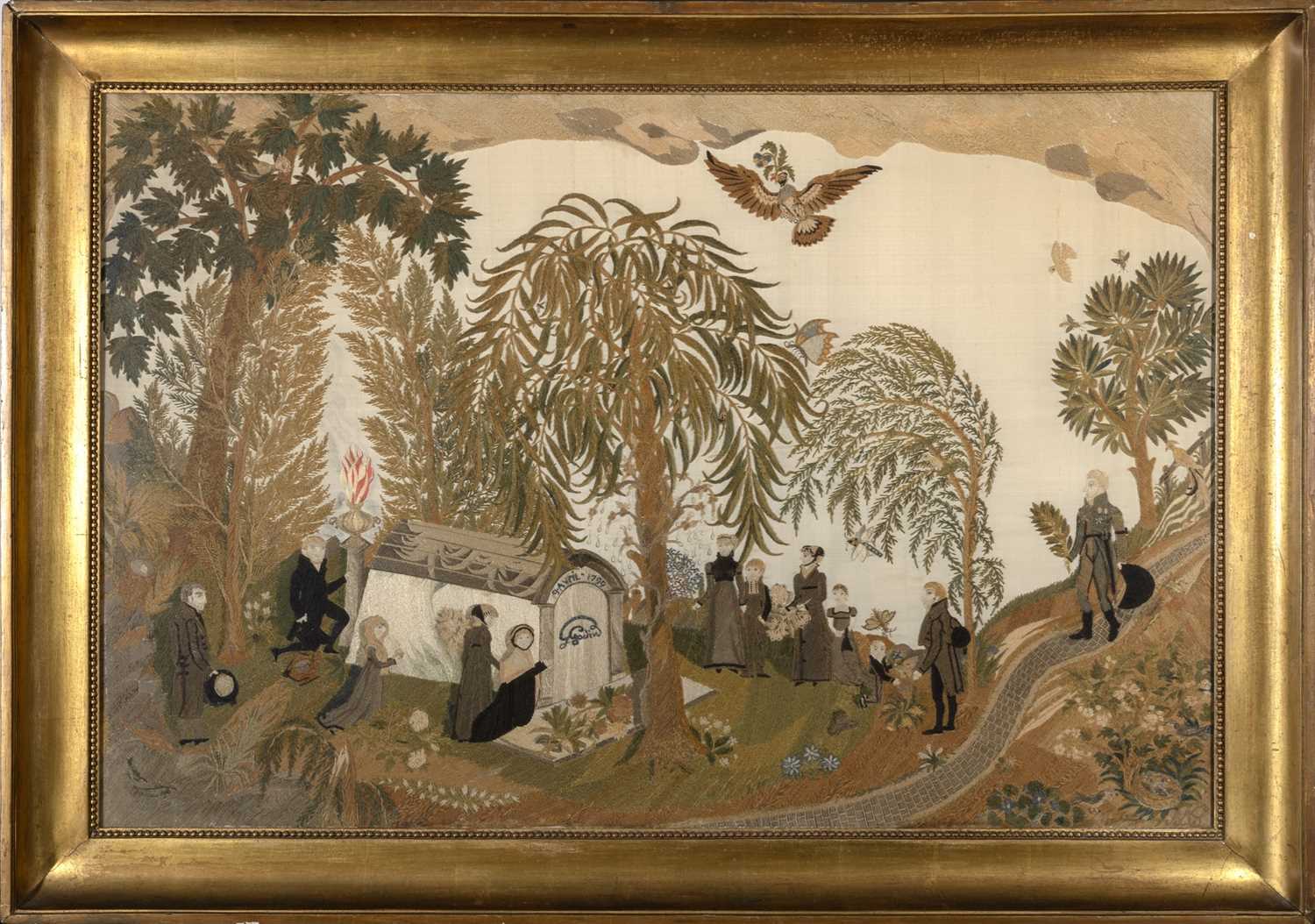 Lot 1132 - French Silk Needlework Mourning Picture