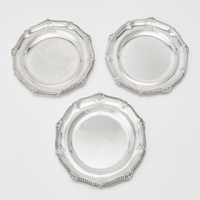 Lot 163 - Three George III Sterling Silver Dinner Plates