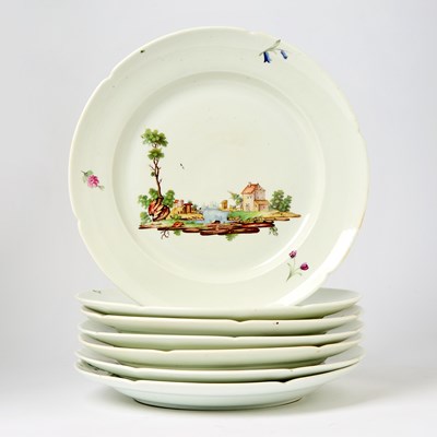 Lot 271 - Seven Niderviller Polychrome Porcelain Plates