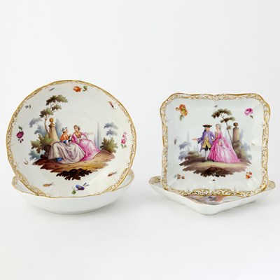 Lot 288 - Two Meissen Square Serving Dishes and Two Meissen Circular Bowls