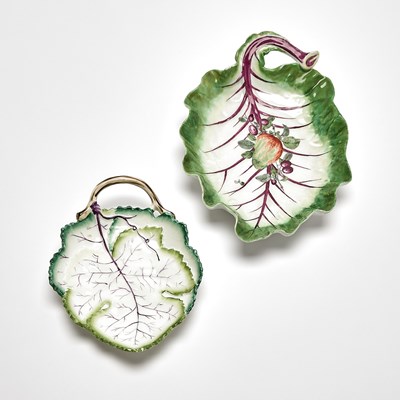 Lot 222 - Two English Porcelain Leaf Dishes