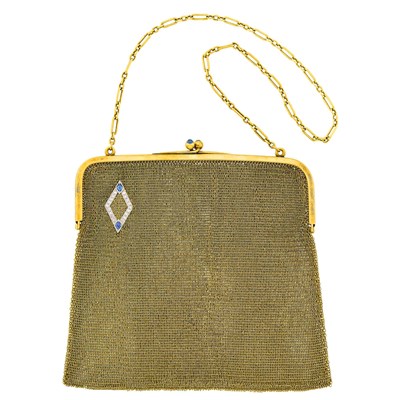 Lot 1050 - Gold, Platinum, Sapphire and Diamond Mesh Bag