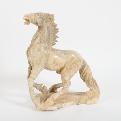 Lot 358 - Carved Marble Statue of a Rearing Horse
