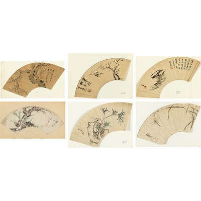 Lot 235 - Six Japanese Fan Paintings