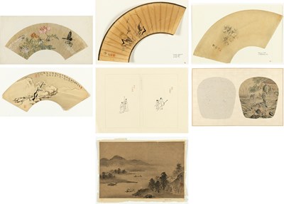 Lot 123 - Seven Japanese and Chinese Paintings and Fan Paintings