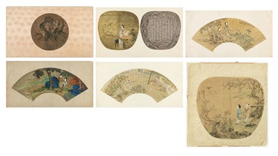 Lot 122 - Six Chinese and Japanese Fan Paintings