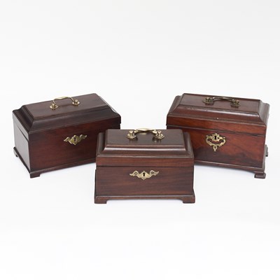 Lot 62 - Three English Mahogany Tea Caddies