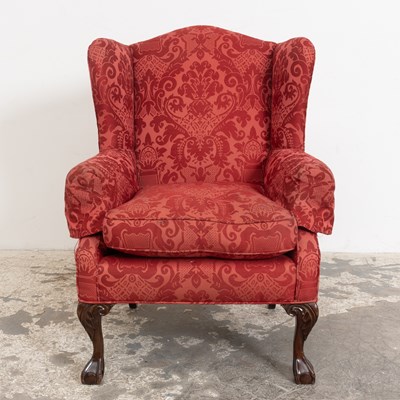 Lot 56 - Red Upholstered Wing Chair