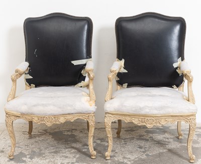 Lot 59 - Pair of Regence style Cream Painted Bergères