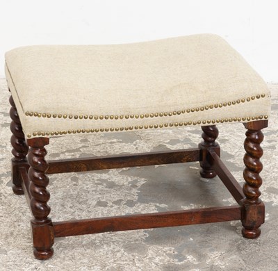 Lot 62 - Jacobean Style Mahogany Upholstered Bench