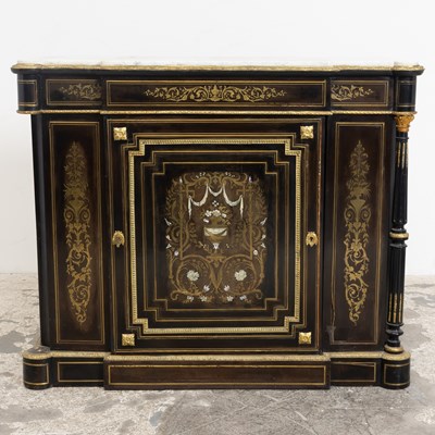 Lot 120 - Napoleon Style Brass Inlaid Marble Top Sideboard