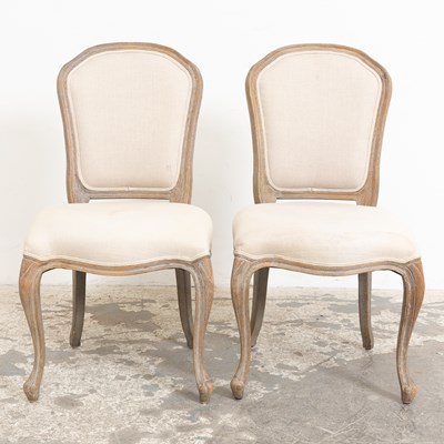 Lot 123 - Pair of Louis XV Style Upholstered Painted Side Chairs