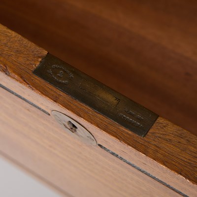 Lot 166 - British Colonial Brass Inlaid and Part Ebonized Mahogany Campaign Chest of Drawers