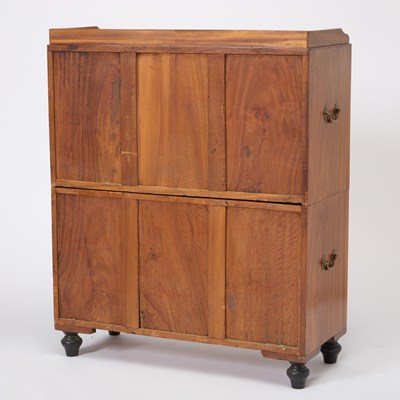 Lot 166 - British Colonial Brass Inlaid and Part Ebonized Mahogany Campaign Chest of Drawers