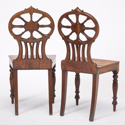 Lot 198 - Set of Four Regency Mahogany Heraldic Hall Chairs