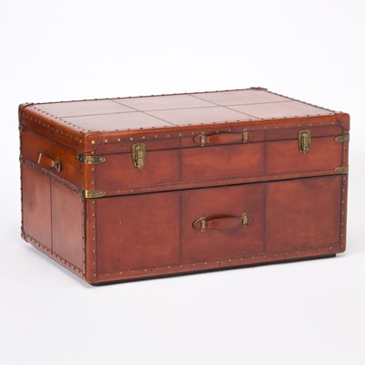 Lot 146 - Brass Studded Leather Trunk