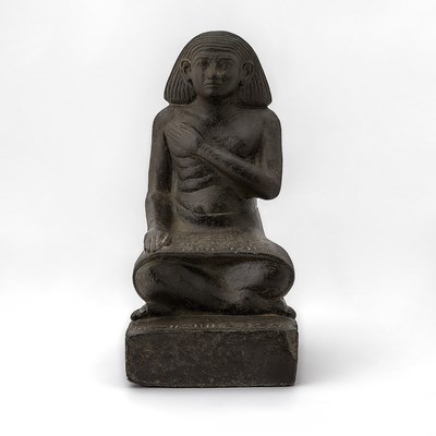 Lot 181 - Egyptian Style Carved Stone Figure of a Seated Scribe After the Antique