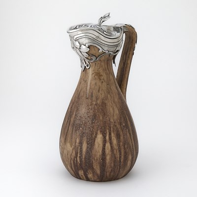 Lot 200 - French Art Nouveau Silver Mounted Glazed Ceramic Ewer