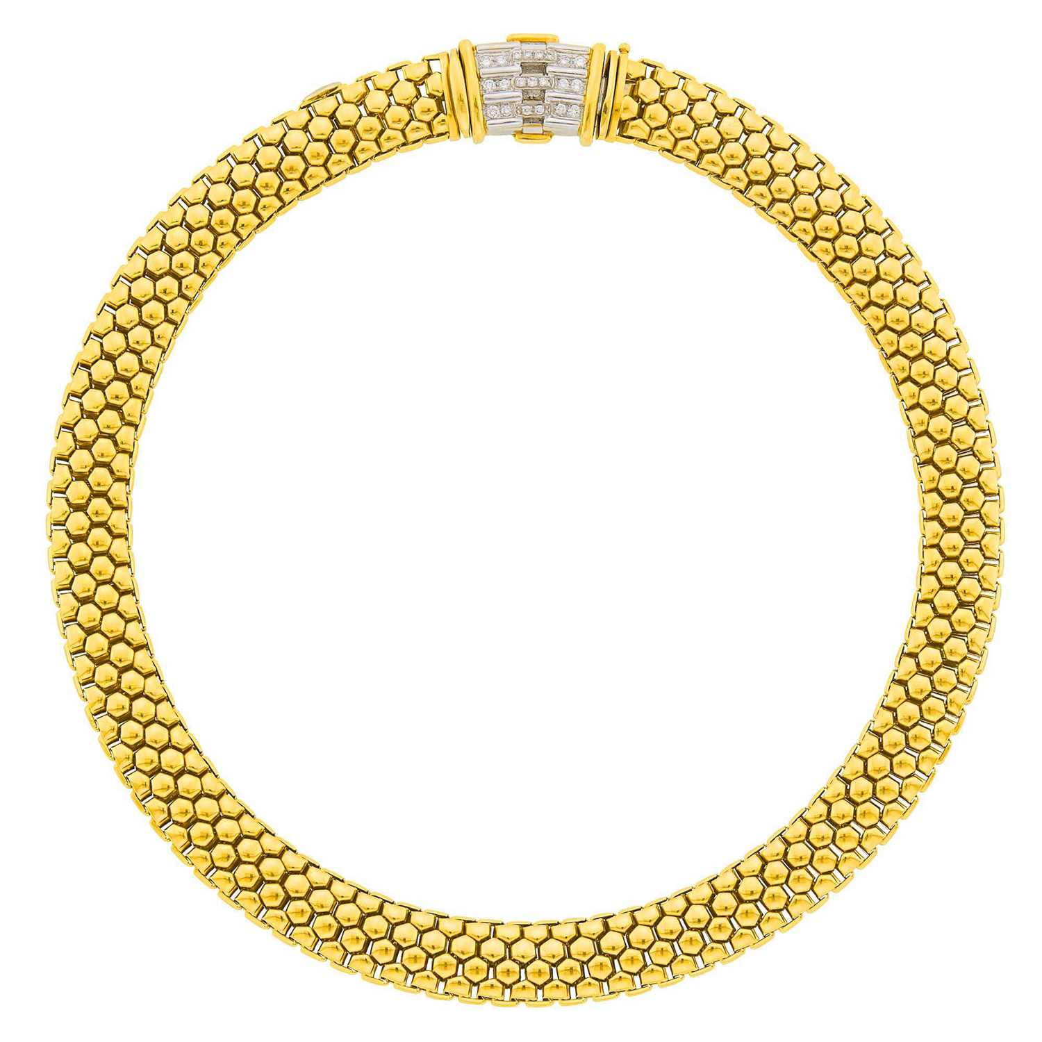 Lot 89 - Fope Gold Necklace with Interchangeable Two-Color Gold and Diamond Enhancer